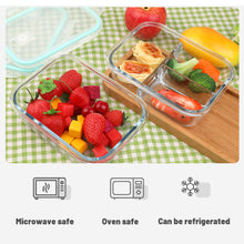 Load image into Gallery viewer, Wuadua 1040ML + 1040ML 3 Compartment Glass Meal Prep Containers Reusable