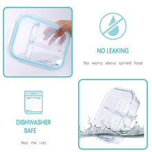 Load image into Gallery viewer, Wuadua 1040ML + 1040ML 3 Compartment Glass Meal Prep Containers Reusable