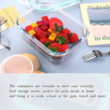 Load image into Gallery viewer, Wuadua 1040ML Blue Glass Meal Prep Containers Reusable,Food Containers with Lids