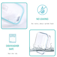 Load image into Gallery viewer, Wuadua 1040ML Blue Glass Meal Prep Containers Reusable,Food Containers with Lids