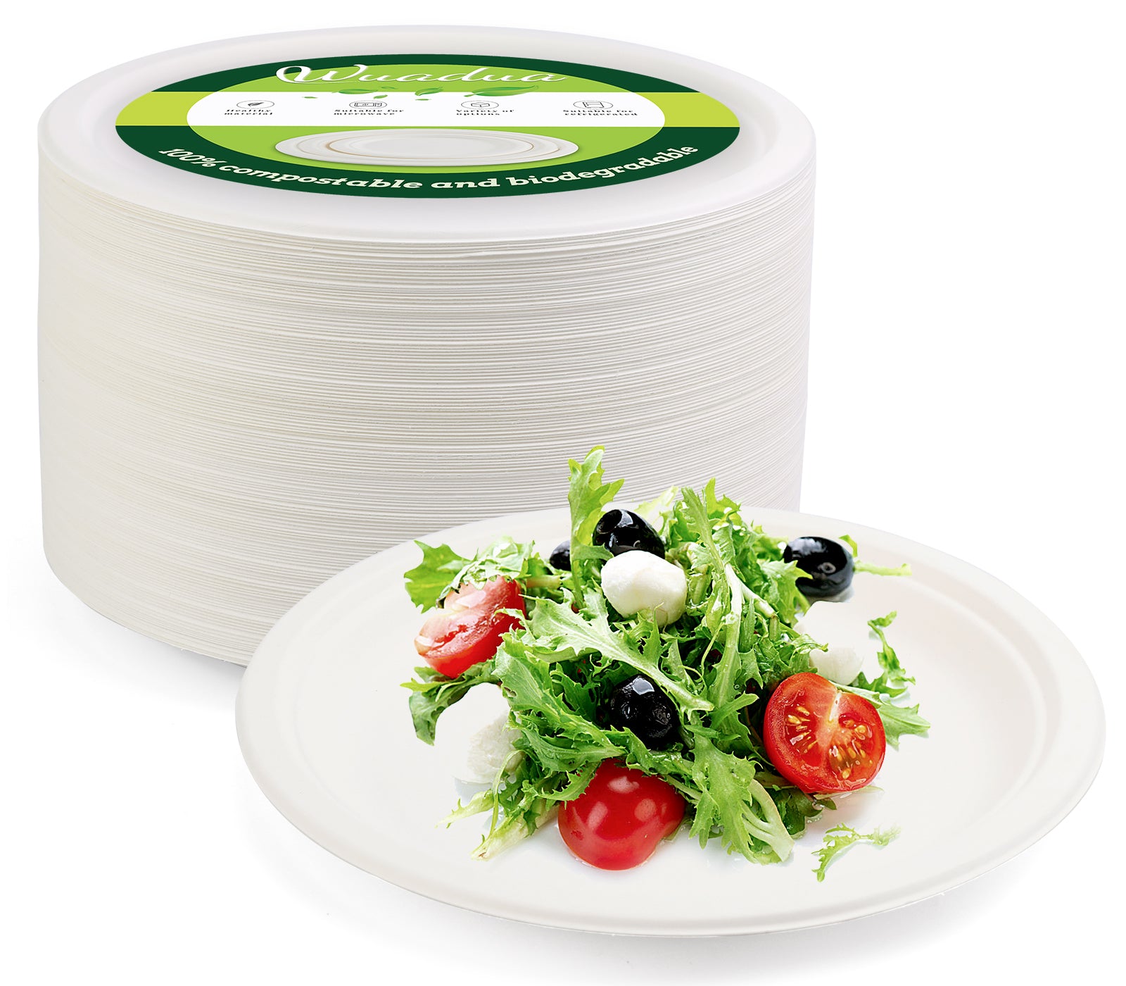 9 Inch Compostable Dessert Plates, Heavyduty Sugarcane/Bagasse And Bamboo Fibre Biodegradable Disposable Paper Plate - View #12