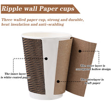 Load image into Gallery viewer, Wuadua 40 Pack Ripple Wall Paper Cups 12 oz Paper Coffee Cups with Lid