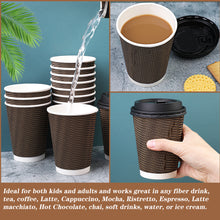 Load image into Gallery viewer, Wuadua 40 Pack Ripple Wall Paper Cups 12 oz Paper Coffee Cups with Lid