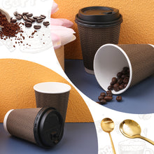 Load image into Gallery viewer, Wuadua 40 Pack Ripple Wall Paper Cups 12 oz Paper Coffee Cups with Lid