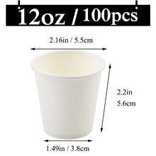 Load image into Gallery viewer, 12 Oz Wuadua Disposable 100 Pack White Paper Hot Cup