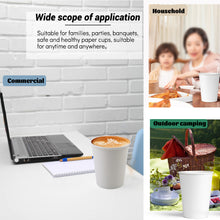 Load image into Gallery viewer, White 12 Oz Wuadua Paper Cups 150 Pack Disposable Paper Coffee Cups