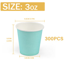 Load image into Gallery viewer, 300 Pack Sky Blue 3Oz Disposable Paper Coffee Hot Cups