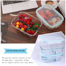 Load image into Gallery viewer, 2*1040ML Wuadua 3 Compartment Glass Meal Prep Containers Reusable