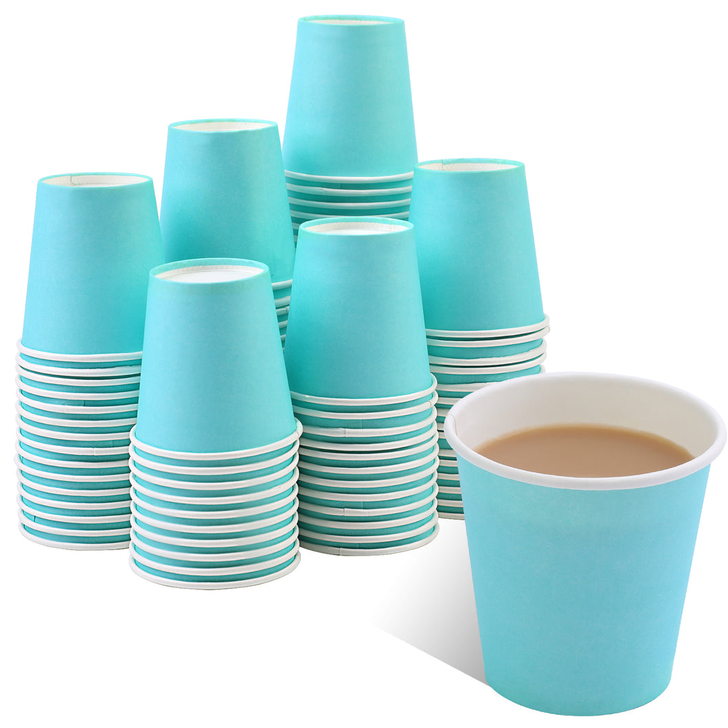 Wuadua 100 Pack Disposable 3 Oz Sky Blue Paper Cups