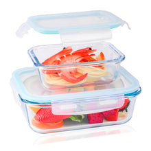 Load image into Gallery viewer, 410 ml + 1040 ml Glass Meal Prep Containers Reusable,Food Containers with Lids