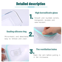 Load image into Gallery viewer, 410 ml + 1040 ml Glass Meal Prep Containers Reusable,Food Containers with Lids