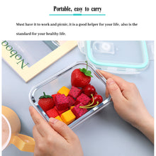 Load image into Gallery viewer, 410ML Blue Glass Meal Prep Containers Reusable, Food Containers with Lids