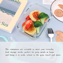 Load image into Gallery viewer, 700ML Wuadua Blue Glass Meal Prep Containers Reusable,Food Containers with Lids