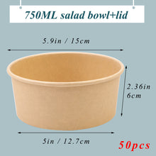 Load image into Gallery viewer, Wuadua 750ML 50 Pack Kraft Salad Bowls with Lids Disposable Soup Cups