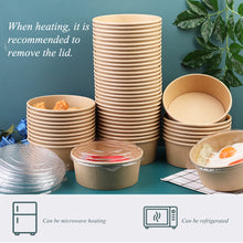 Load image into Gallery viewer, Wuadua 750ML 50 Pack Kraft Salad Bowls with Lids Disposable Soup Cups