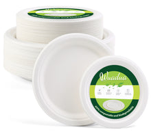 Load image into Gallery viewer, wuadua 7Inch/9Inch (50+50pcs) Disposable Sugarcane Paper Plates