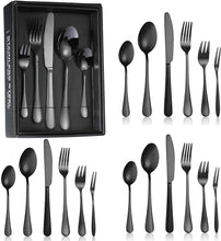 Load image into Gallery viewer, 24Pcs Stainless Steel Flatware Set Color Black