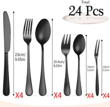 Load image into Gallery viewer, 24Pcs Stainless Steel Flatware Set Color Black