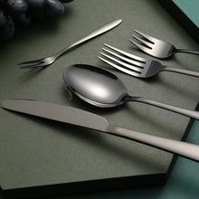 Load image into Gallery viewer, 24Pcs Stainless Steel Flatware Set Color Black