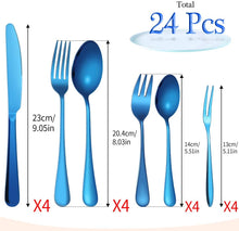 Load image into Gallery viewer, 24Pcs Stainless Steel Flatware Set Color Blue