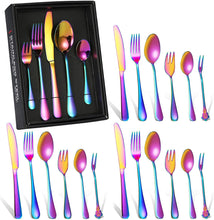 Load image into Gallery viewer, 24Pcs Stainless Steel Flatware Set Colorful