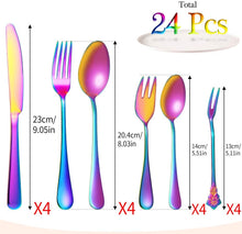 Load image into Gallery viewer, 24Pcs Stainless Steel Flatware Set Colorful
