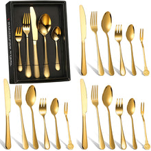 Load image into Gallery viewer, 24Pcs Stainless Steel Flatware Set Color Golden