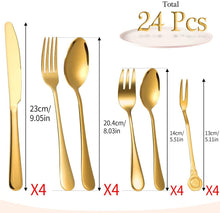 Load image into Gallery viewer, 24Pcs Stainless Steel Flatware Set Color Golden