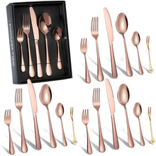 Load image into Gallery viewer, 24Pcs Stainless Steel Flatware Set Color Rose Gold