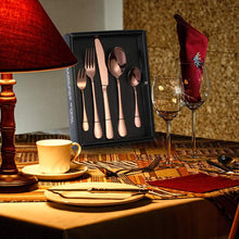 Load image into Gallery viewer, 24Pcs Stainless Steel Flatware Set Color Rose Gold