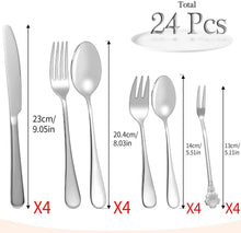 Load image into Gallery viewer, 24Pcs Stainless Steel Flatware Set Color Silver