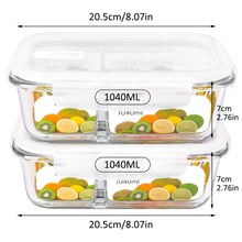 Load image into Gallery viewer, wuadua 1040ML Glass Containers with Lids Airtight Lunch Containers (2 Pack)