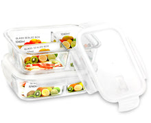 Load image into Gallery viewer, wuadua 1040ML Glass Containers with Lids Airtight Lunch Containers (2 Pack)