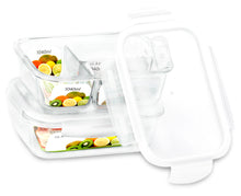 Load image into Gallery viewer, wuadua 1040ML + 1040ML 3 Compartment Glass Containers with Lids Airtight Lunch Containers (2 Pack)