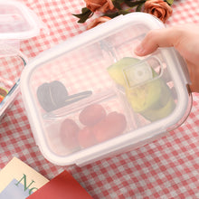 Load image into Gallery viewer, wuadua 1040ML + 1040ML 3 Compartment Glass Containers with Lids Airtight Lunch Containers (2 Pack)