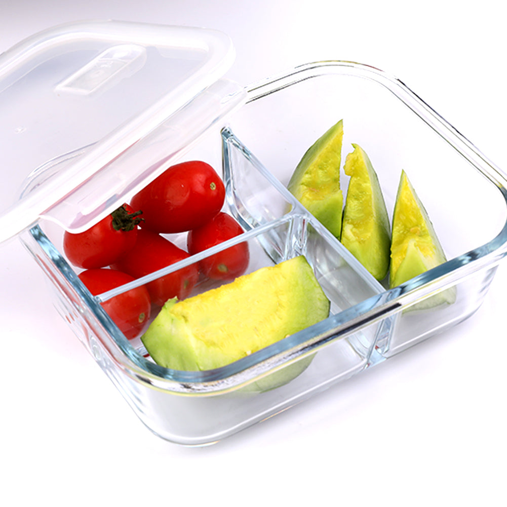 1040ML Multi-grid Glass Lunch Box Meal Prep Containers Glass Food Storage  Containers With Lids Kitchen Storage & Organization - AliExpress