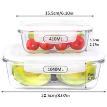 Load image into Gallery viewer, wuadua 2 Pack (410ML+1040ML) Glass Containers with Lids Airtight Lunch Containers