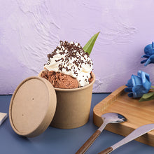 Load image into Gallery viewer, Wuadua 50 Pack Disposable Soup Cups Paper Food Cups, 12oz Kraft Brown Disposable Soup Cups with Lids