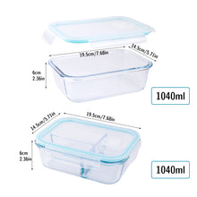 Load image into Gallery viewer, Wuadua 1040ML + 1040ML 3 Compartment Glass Meal Prep Containers Reusable
