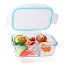 Load image into Gallery viewer, 1040ML ,3 Compartment Glass Meal Prep Containers Reusable,Food Containers with Lids
