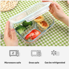 Load image into Gallery viewer, 1040ML ,3 Compartment Glass Meal Prep Containers Reusable,Food Containers with Lids
