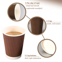 Load image into Gallery viewer, Wuadua 40 Pack Ripple Wall Paper Cups 12 oz Paper Coffee Cups with Lid
