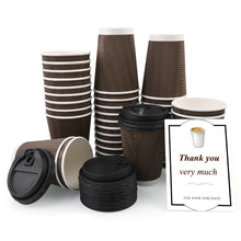 Load image into Gallery viewer, Wuadua 40 Pack Ripple Wall Paper Cups 12 oz Paper Coffee Cups with Lid
