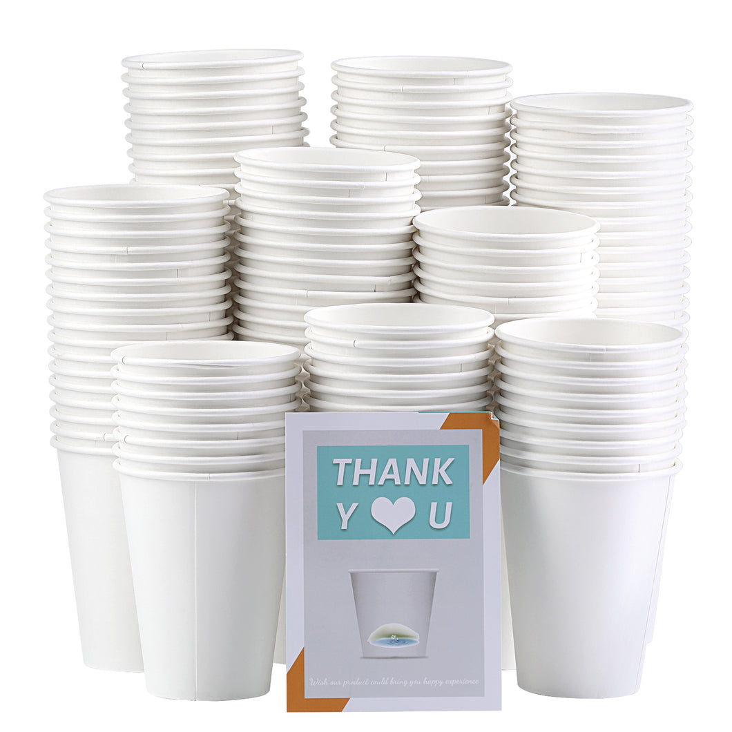 White 12 Oz Wuadua Paper Cups 150 Pack Disposable Paper Coffee Cups