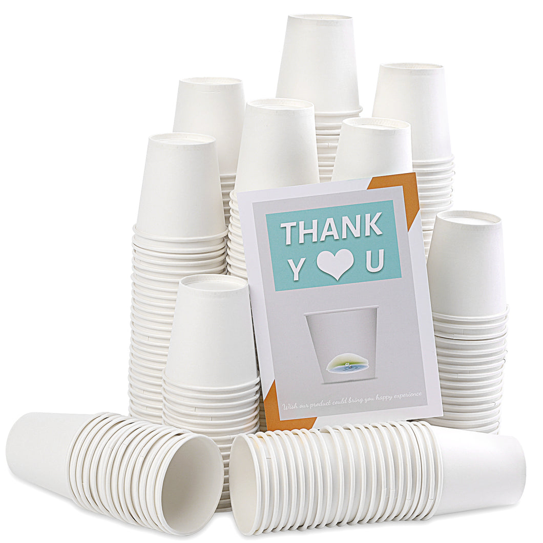 Wuadua 3 Oz Disposable Paper Coffee Cups 300 Pack White Paper Hot Cups