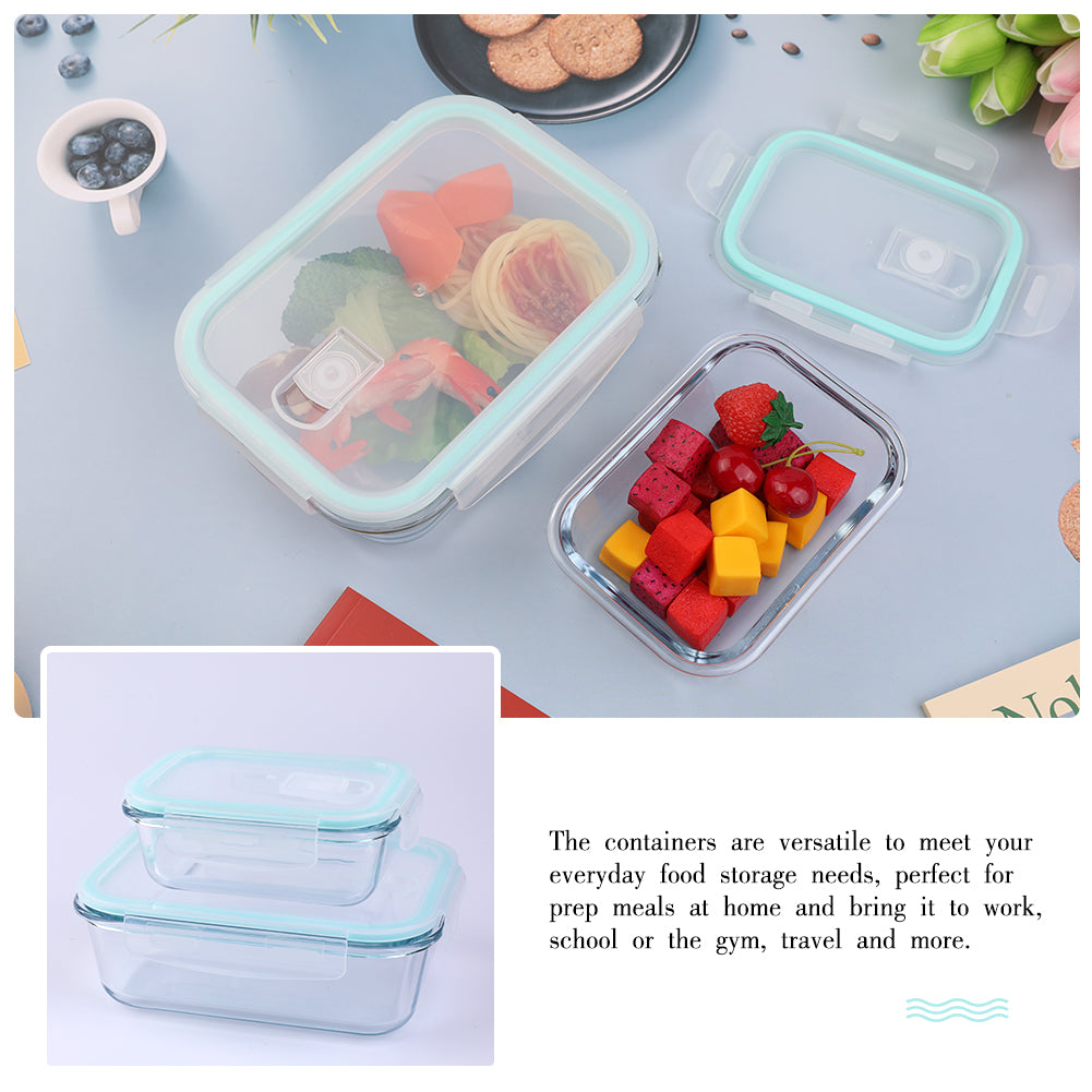 1040ml Glass Meal Prep Containers 3 Compartments Glass Tiffin Box