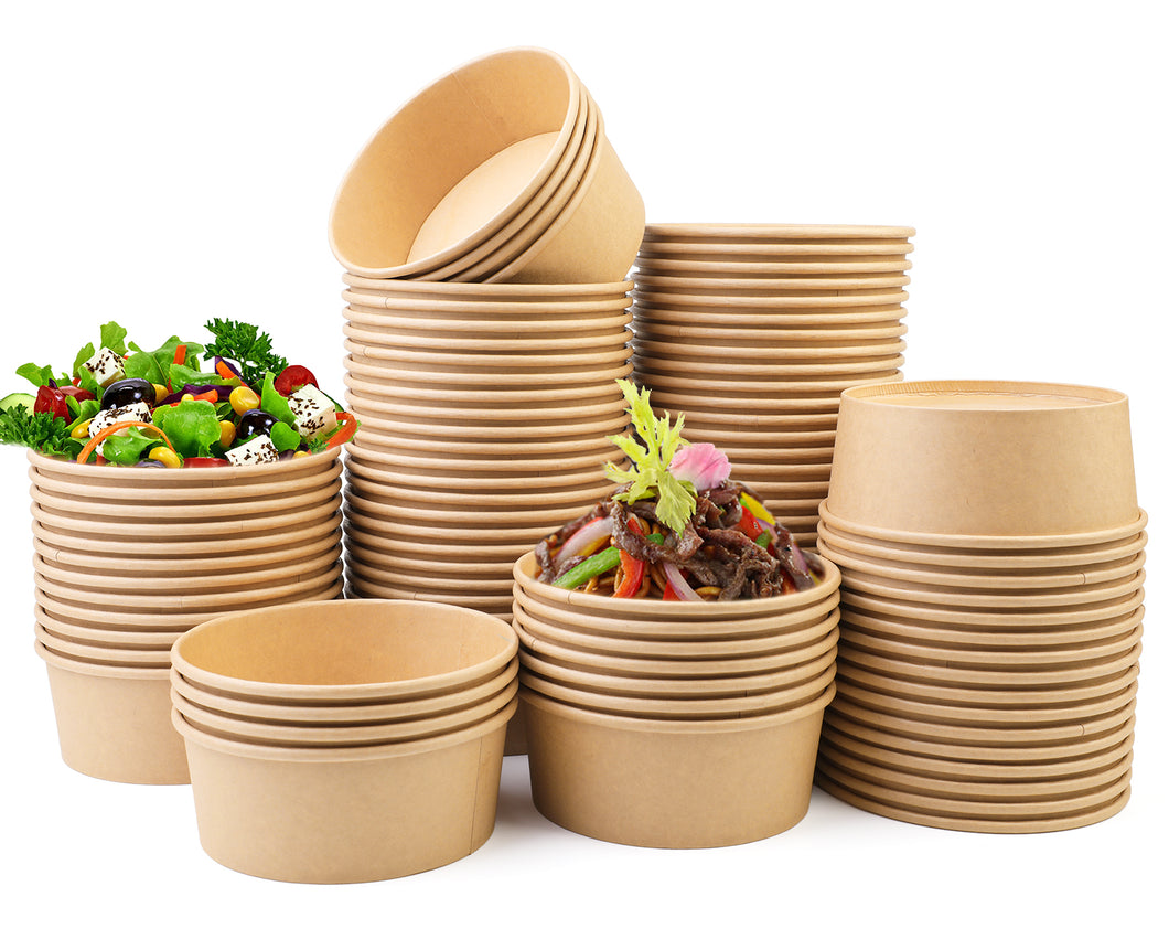Wuadua 90 Pack 750ML Paper Salad Bowls No Lids