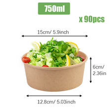 Load image into Gallery viewer, Wuadua 90 Pack 750ML Paper Salad Bowls No Lids
