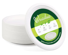 Load image into Gallery viewer, Wuadua 9 Inch Disposable Sugarcane Paper Plates [70-Pack]
