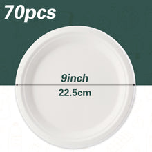 Load image into Gallery viewer, Wuadua 9 Inch Disposable Sugarcane Paper Plates [70-Pack]
